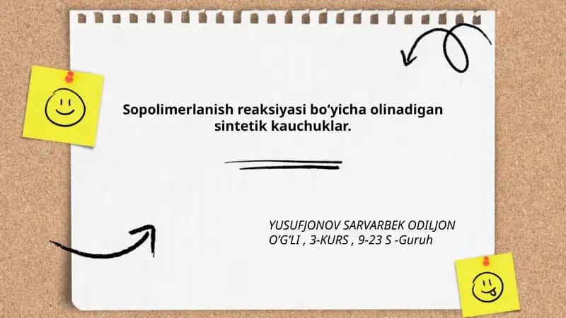 Sopolimerlanish reaksiyasi bo‘yicha olinadigan sintetik kauchuklar 1