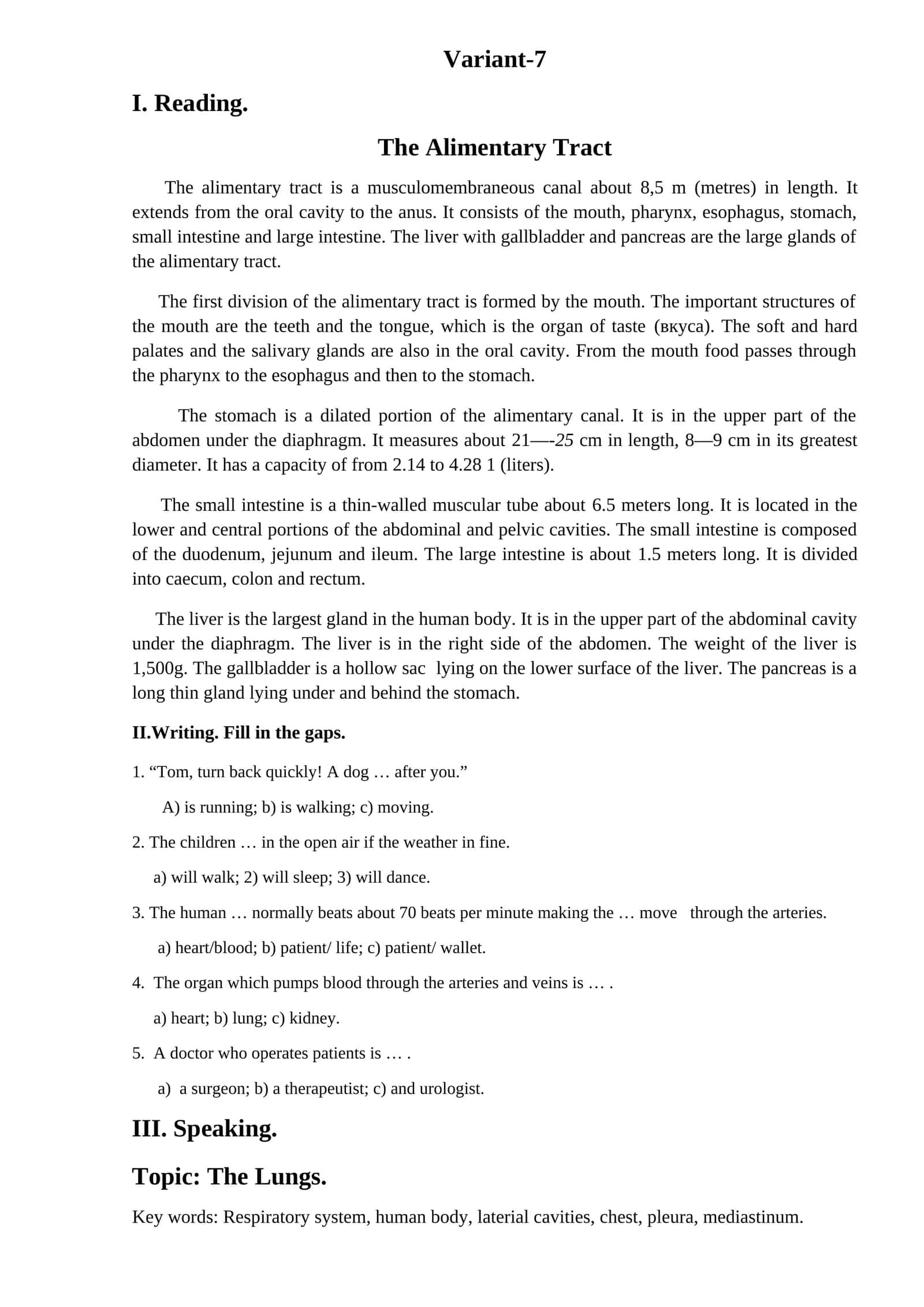 The Alimentary Tract 1