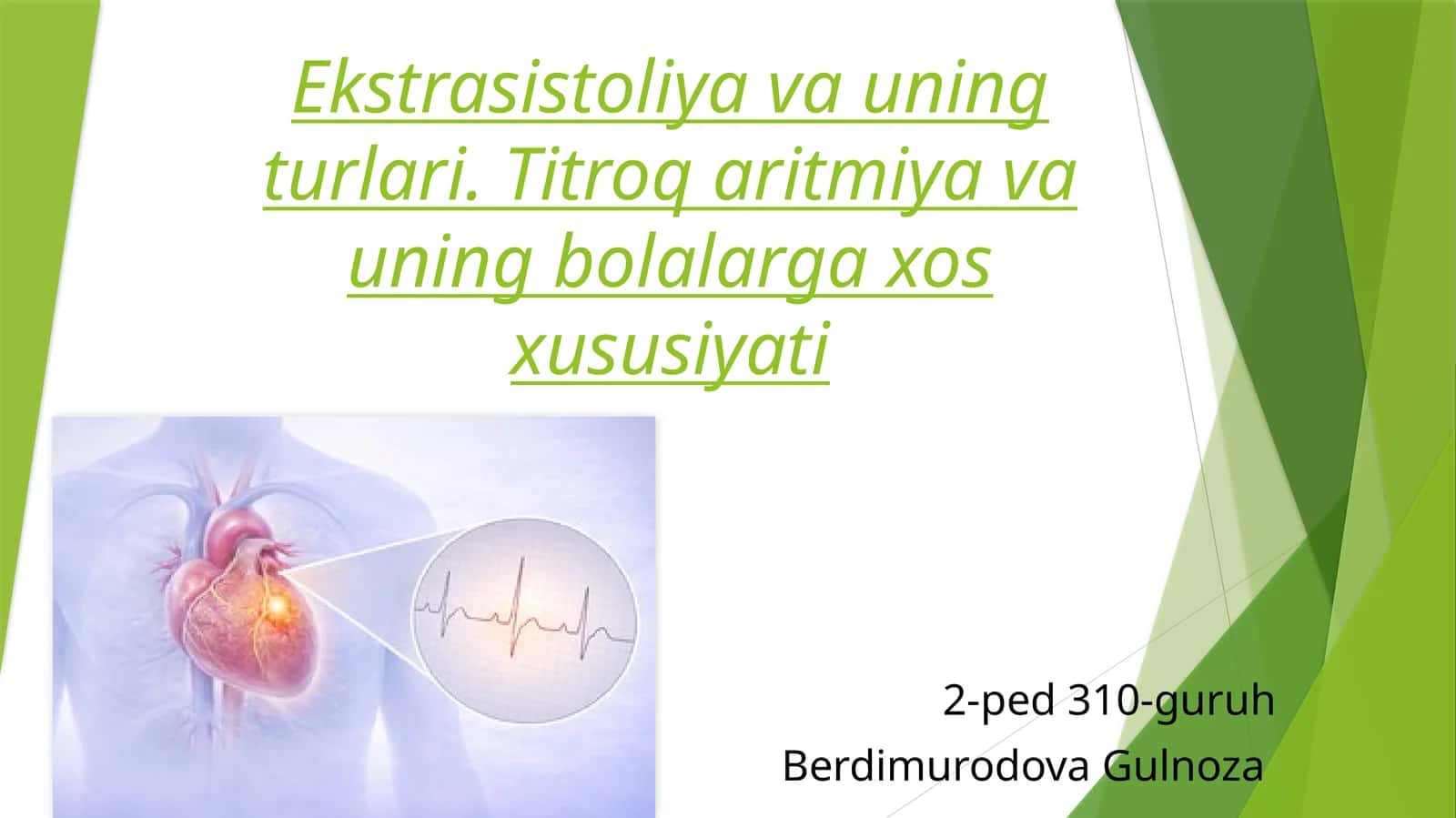 Ekstrasistoliya turlari va titroq aritmiya 1