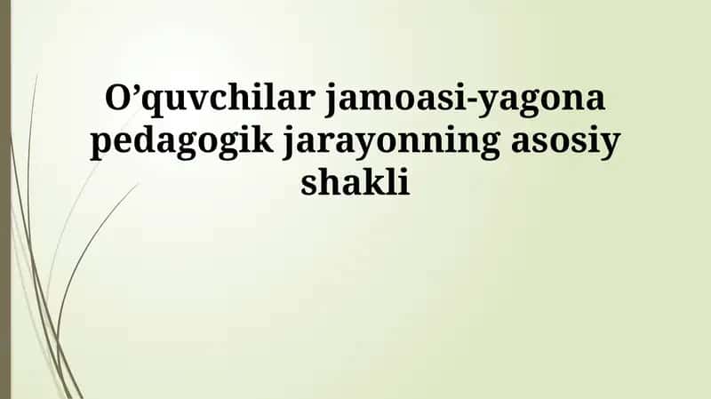 Talabalar jamoasi - yagona pedagogik jarayonning asosiy shakli 1