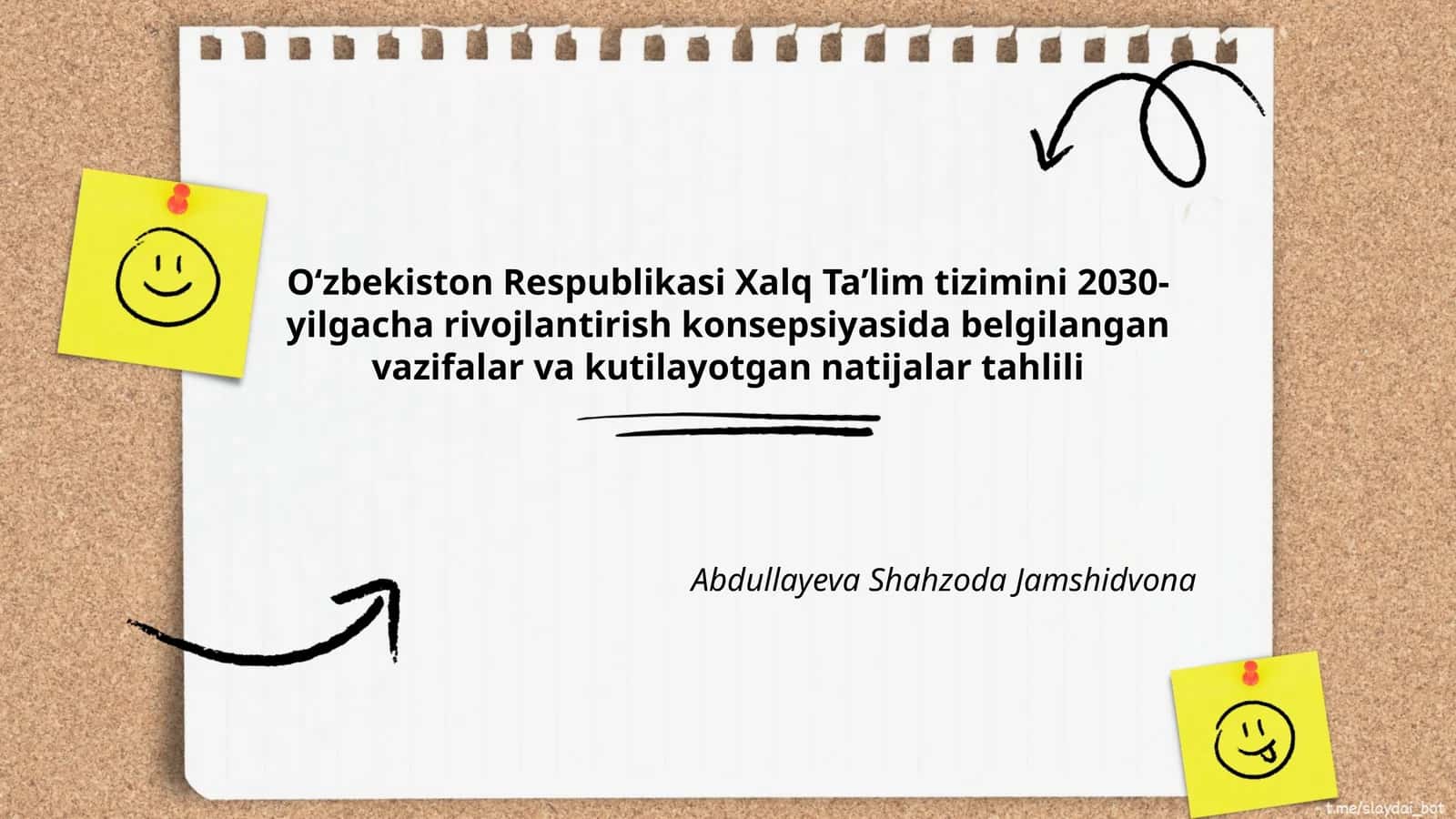 Oʻzbekiston Respublikasi Xalq Taʼlim tizimini 2030-yilgacha rivojlantirish konsepsiyasida belgilangan vazifalar va kutilayotgan natijalar tahlili 1