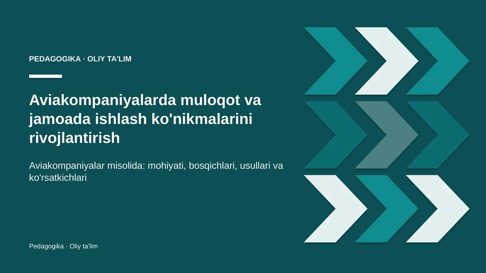 Aviakompaniyalarda muloqot va jamoada ishlash ko'nikmalarini rivojlantirish 1