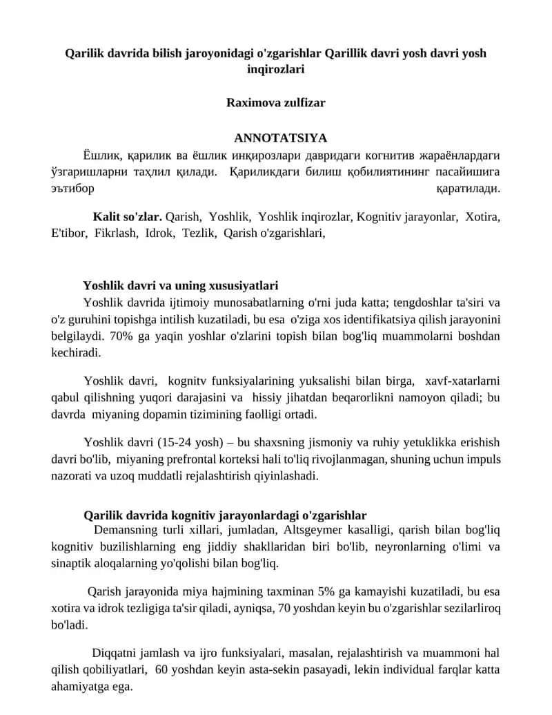 Yoshlik davri va uning xususiyatlari 1