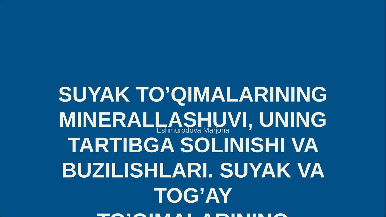 SUYAK TO’QIMALARINING MINERALLASHUVI, UNING TARTIBGA SOLINISHI VA BUZILISHLARI. SUYAK VA TOG’AY TO’QIMALARINING REGENERATSIYASI VA TRANSPLANTATSIYASI. SUYAKNING O’SISHIGA TA’SIR QILUVCHI OMILLAR. KO’NDALANG TARG’IL VA SILLIQ MUSHAKLARNING QISQARISH MEXANIZMI. MUSHAKLARNING TARAQQIYOTI, STRUKTURAVIY BUTUNLIGINI SAQLANISHI VA REGENERATSIYASIDA INNERVATSIYASINING AHAMIYATI 1