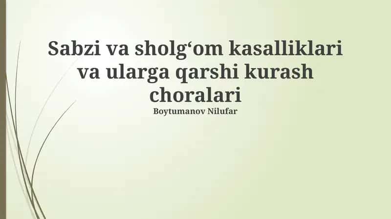 Sabzi va sholgʻom kasalliklari va ularga qarshi kurash choralari 1