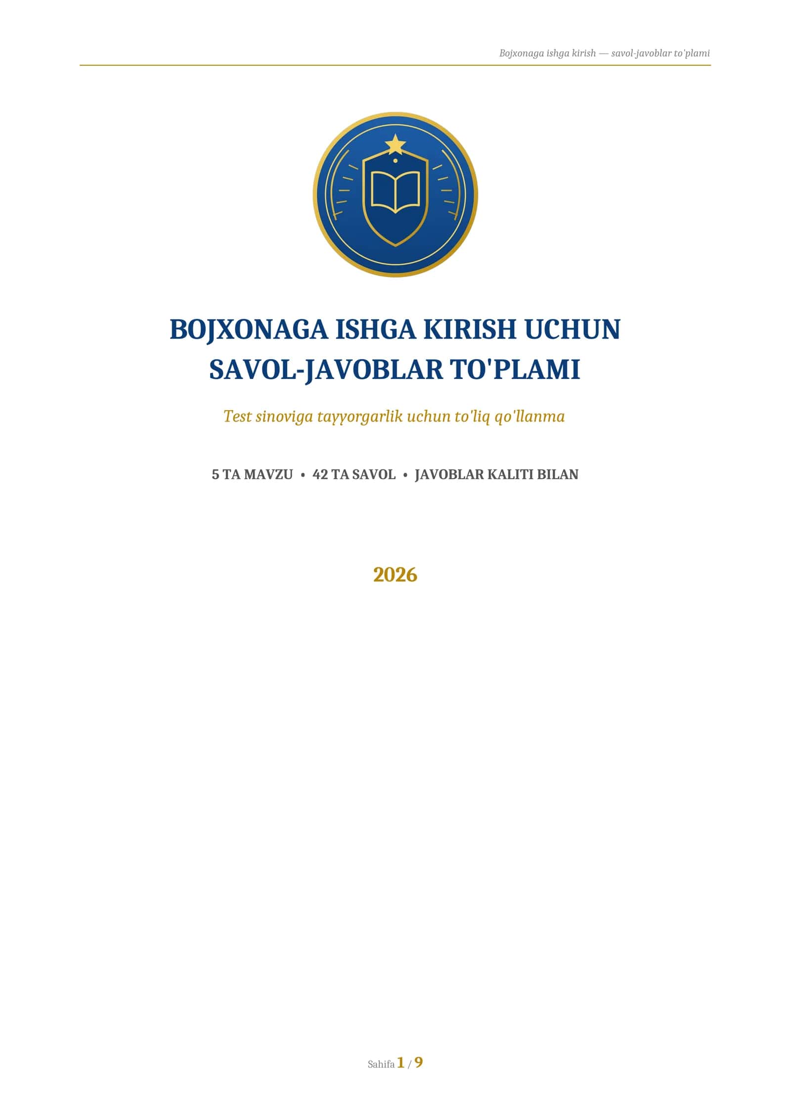 Bojxona test toʻplami 1