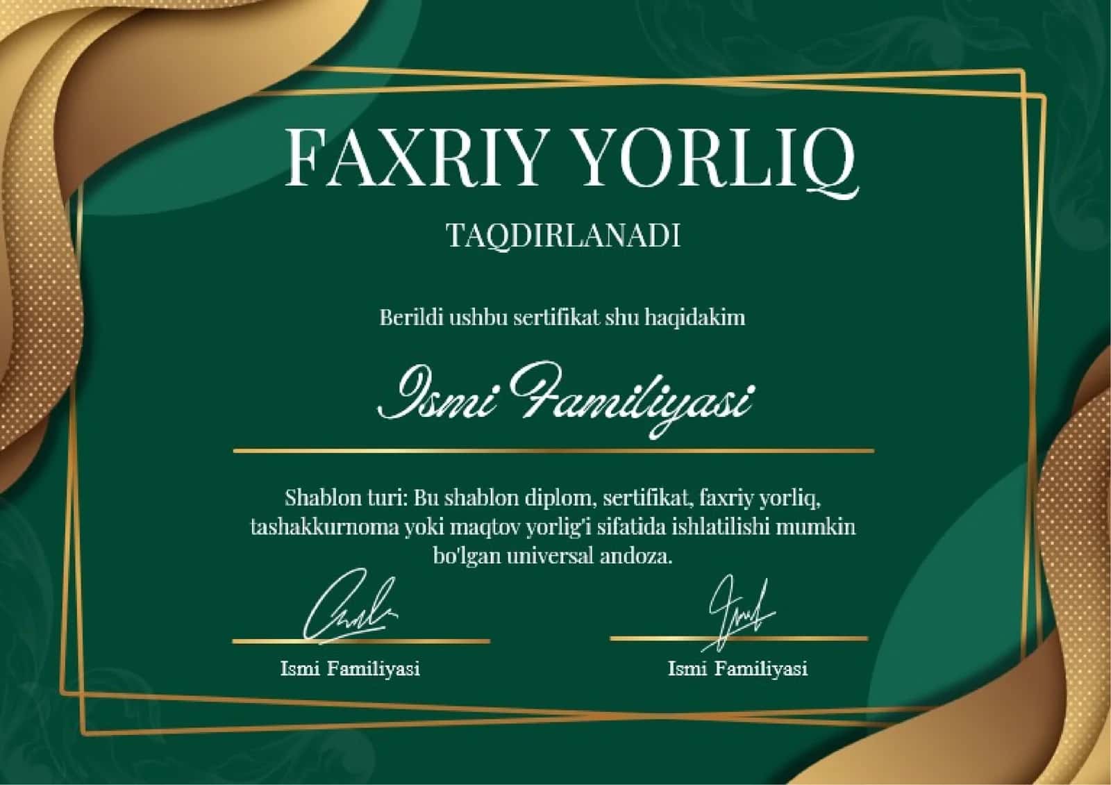 Faxriy Yorliq 1