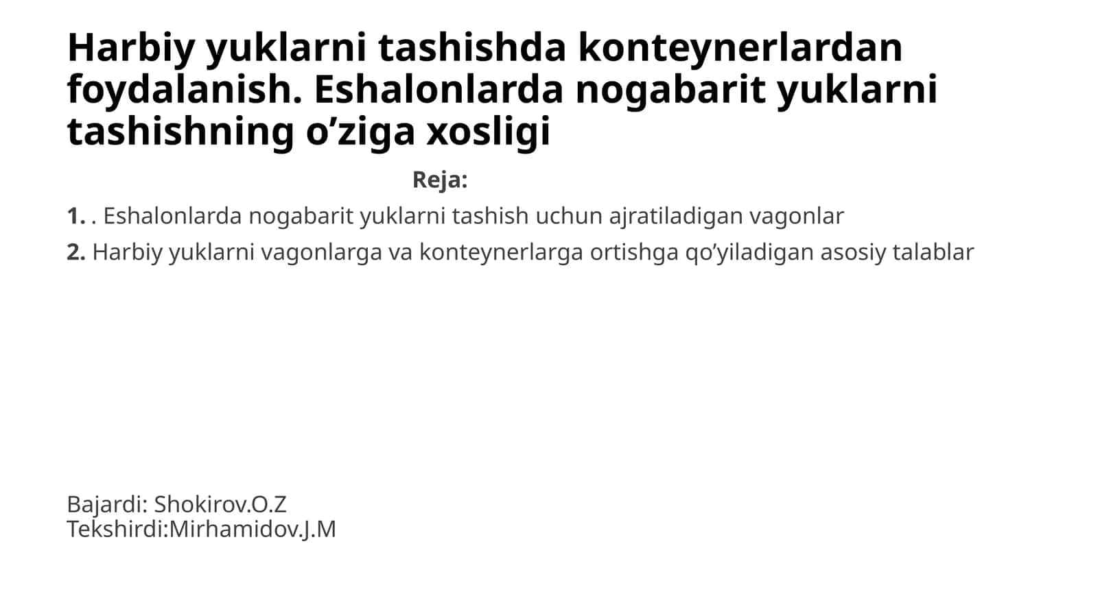 Harbiy yuklarni tashishdakonteynerlaridan foydalanish 1