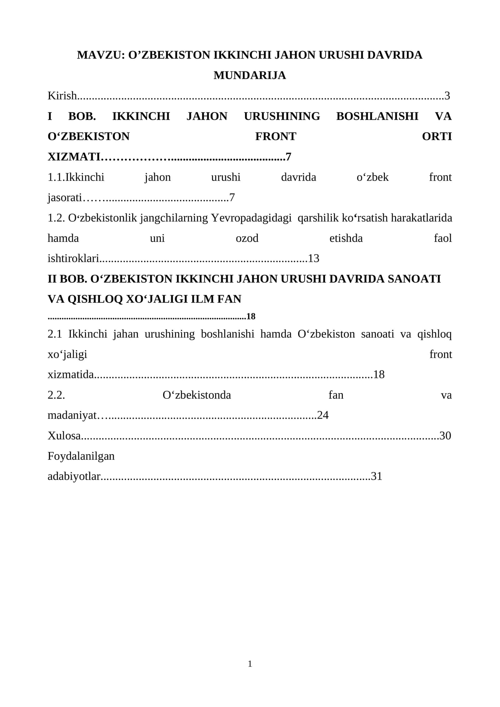 O’ZBEKISTON IKKINCHI JAHON URUSHI DAVRIDA 1