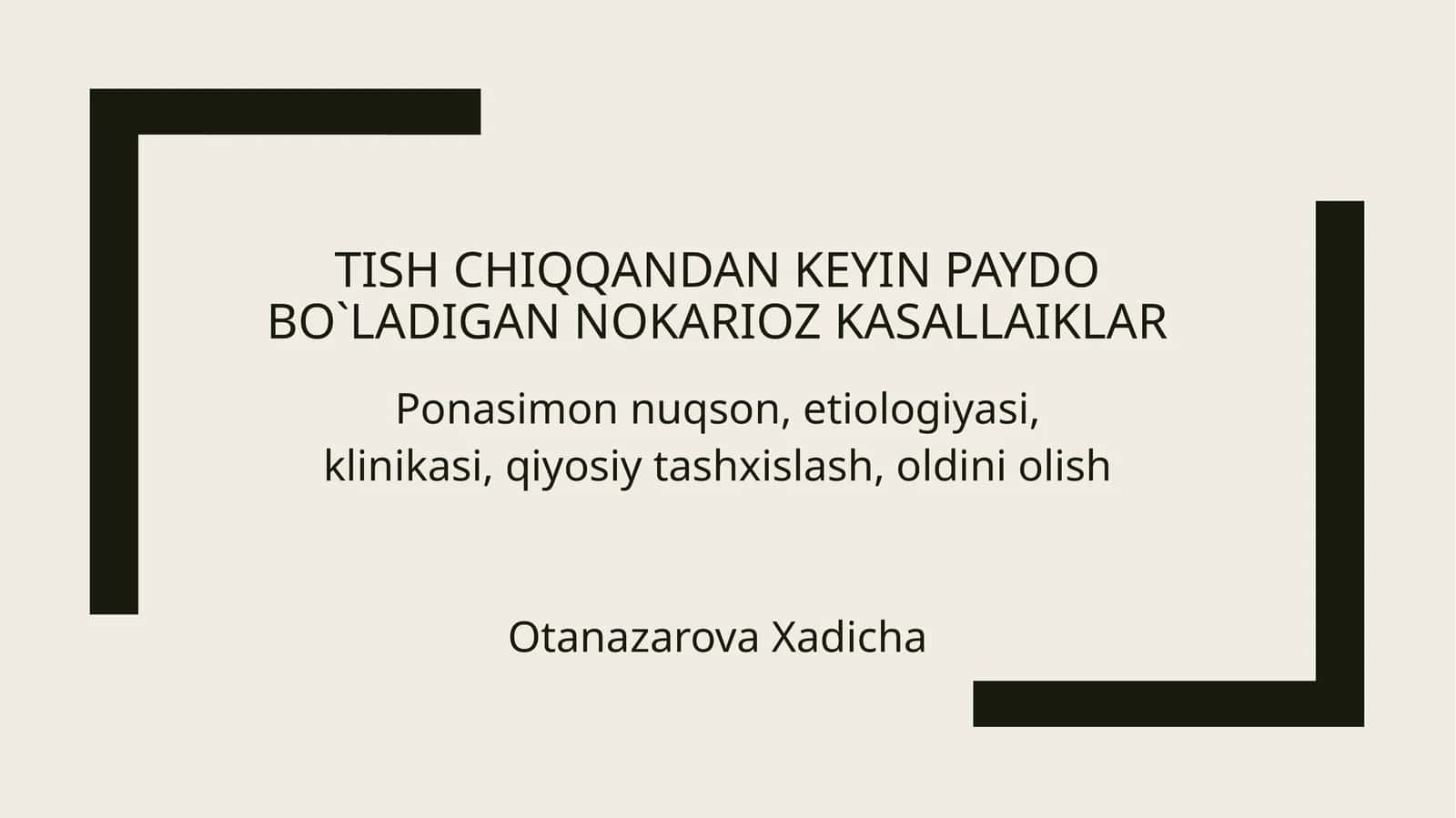 Tishchiqqandankeyin paydo bo`ladigan nokarioz kasallaiklar 1