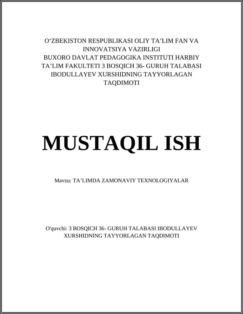 TAʼLIMDA ZAMONAVIY TEXNOLOGIYALAR 1
