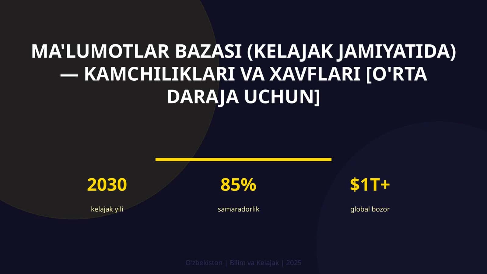 Ma'lumotlar bazasi (kelajak jamiyatida) — kamchiliklari va xavflari [o'rta daraja uchun] 1