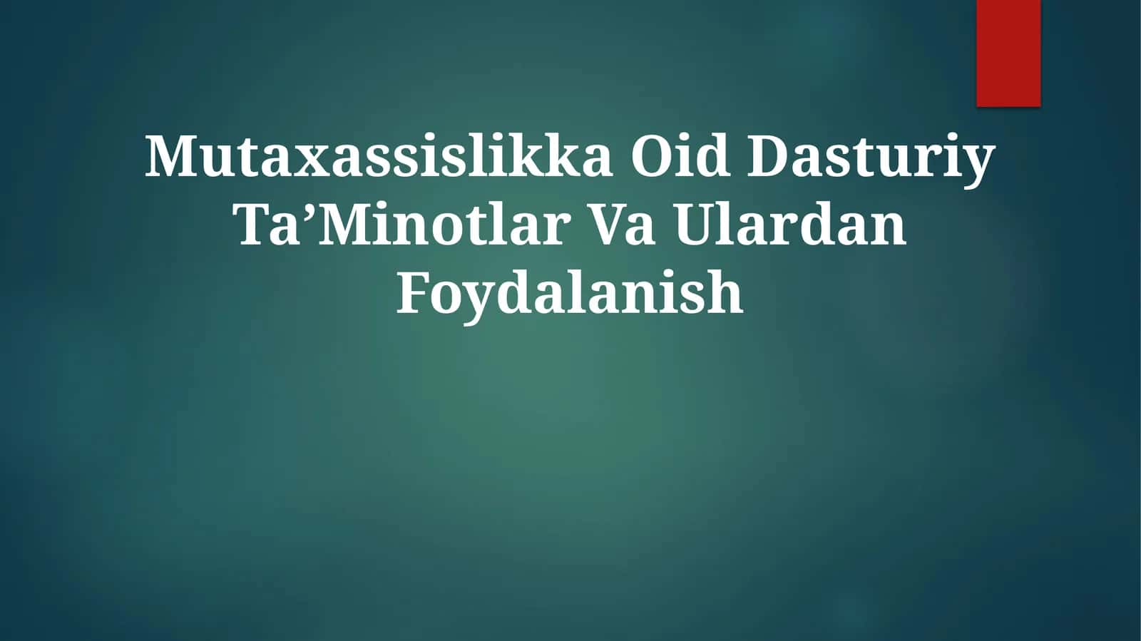 Mutaxassislikka Oid Dasturiy TaʼMinotlar Va Ulardan Foydalanish 1