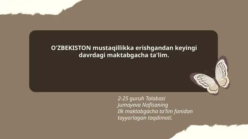 Ilk maktabgacha ta'lim fanidan tayyorlagan taqdimoti 1