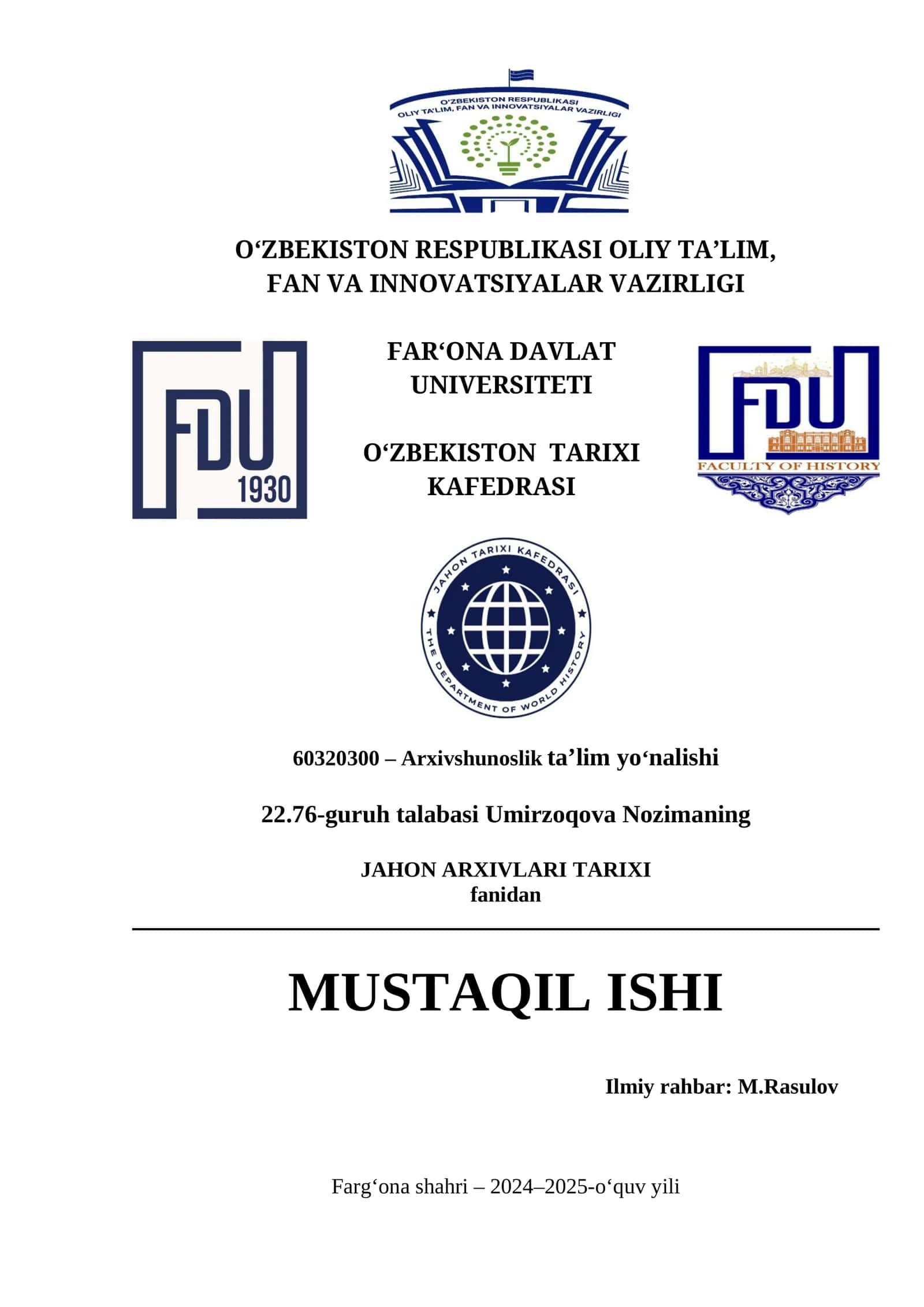 JAHON ARXIVLARI TARIXI 1