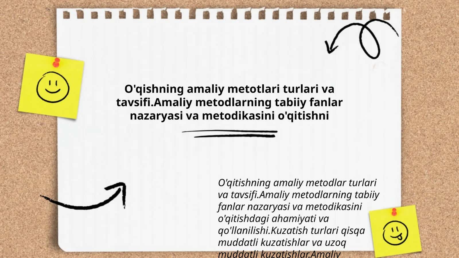 O'qishning amaliy metotlari turlari va tavsifi 1