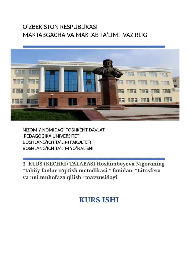 Litosfera va uni muhofaza qilish 1
