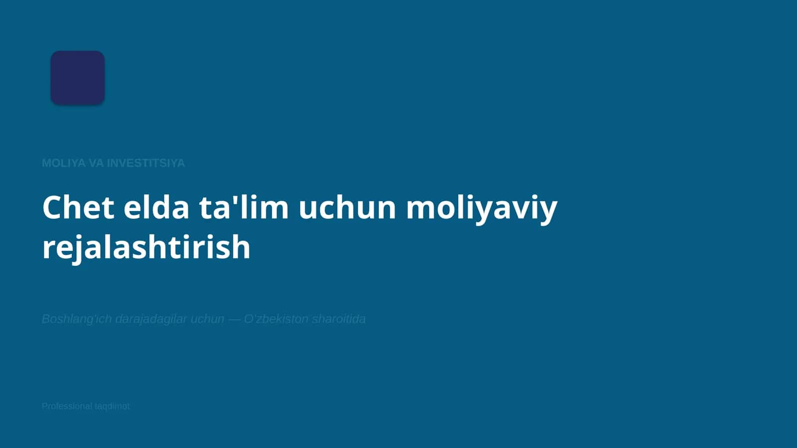 Moliya va investitsiya 1