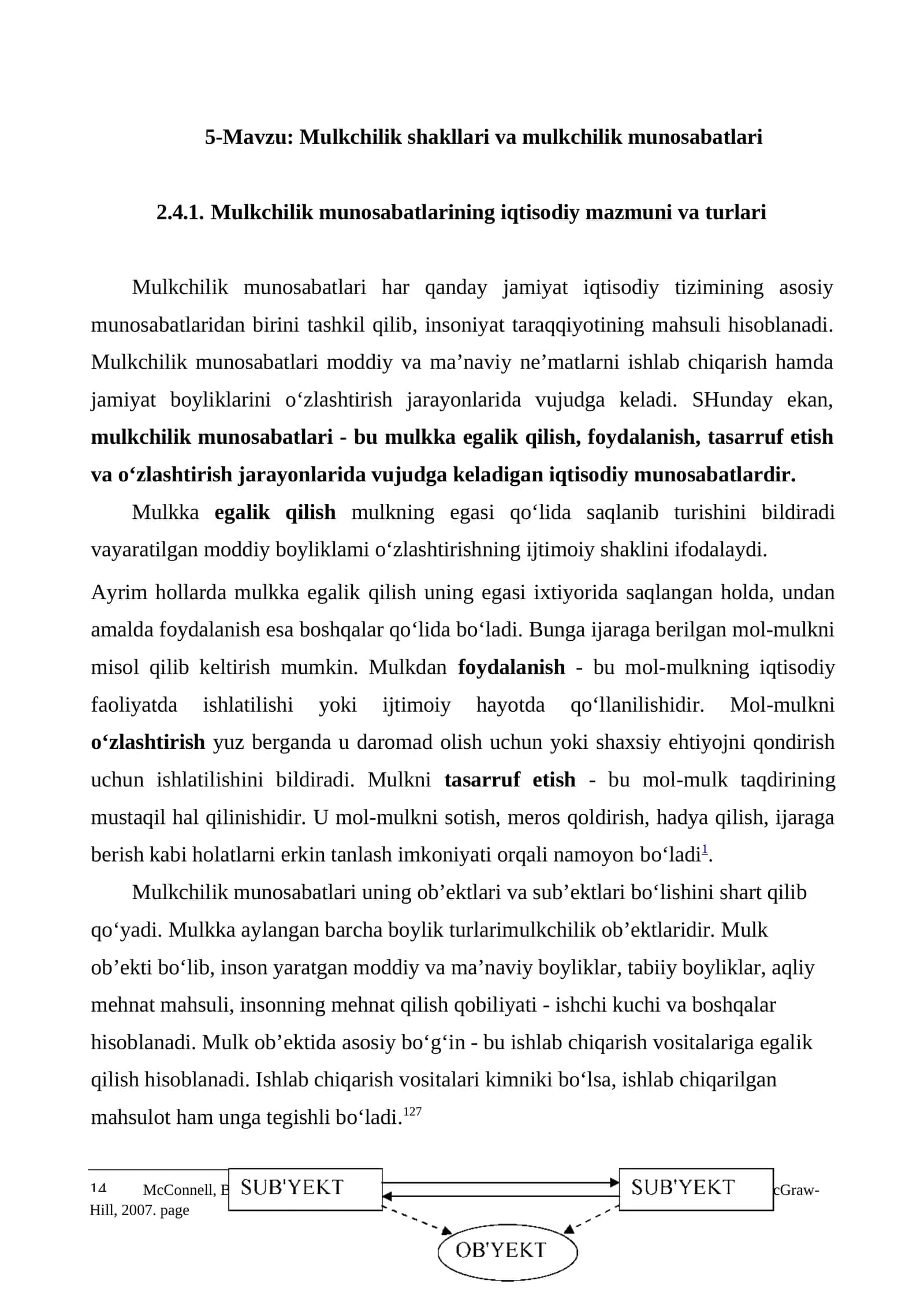 Mulkchilik shakllari va mulkchilik munosabatlari 1