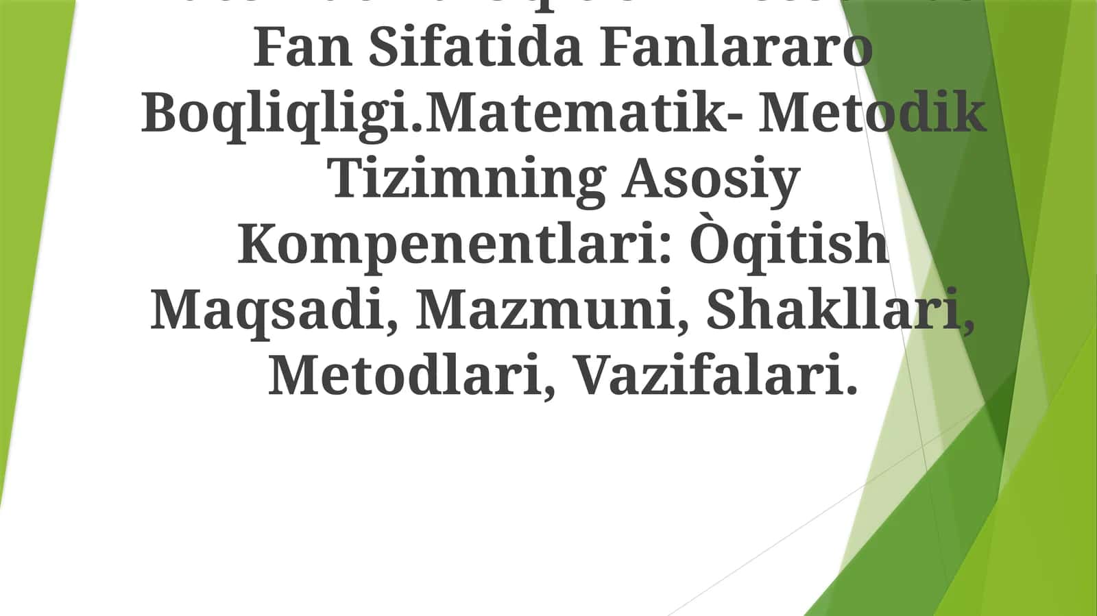 Boshlanĝich Sinfarda Matematika Òqitish Metodikasi 1