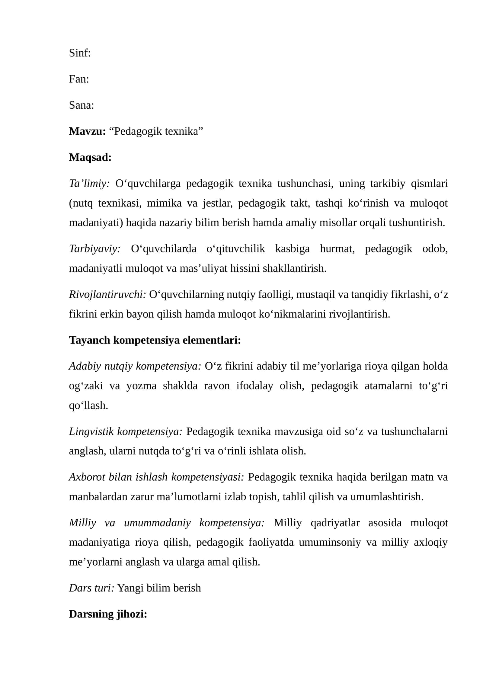 Pedagogik texnika 1