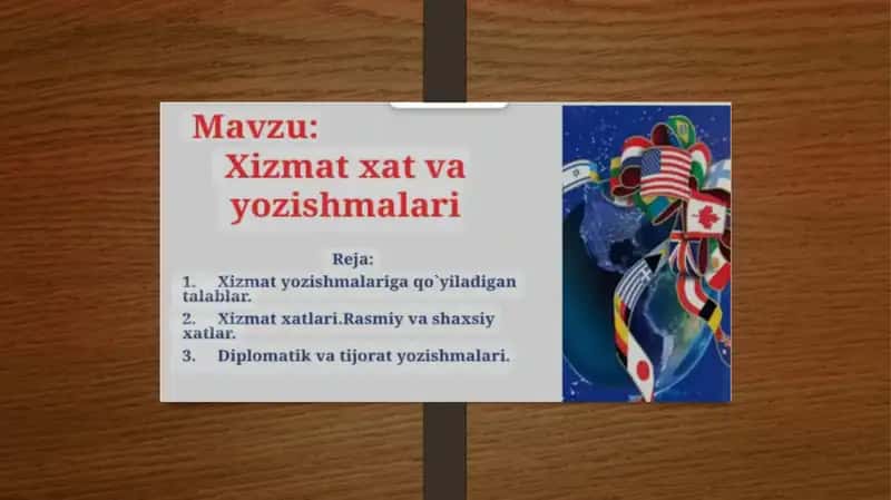 Xizmatyozishmalariga quyiladigan talablar 1