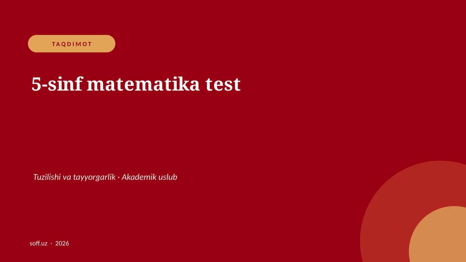 5-sinf matematika test 1