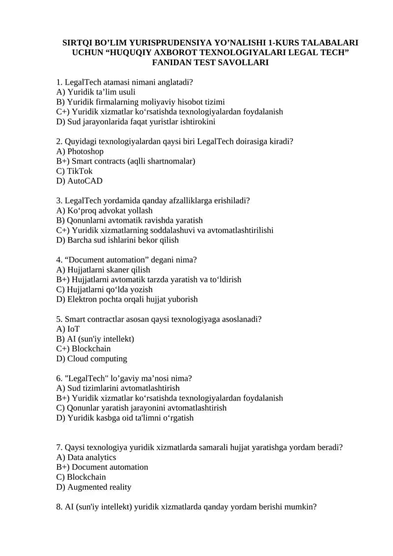HUQUQIY AXBOROT TEXNOLOGIYALARI LEGAL TECH 1