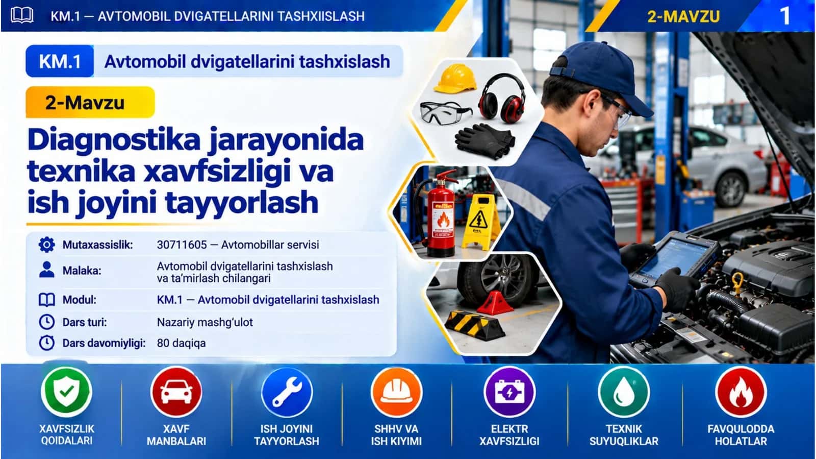 2_mavzu. Diagnostika jarayonida texnika xavfsizligi va ish joyini tayyorlash 1