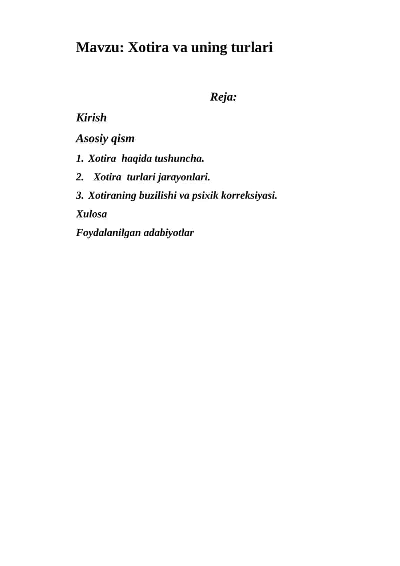 Xotira va uning turlari 1