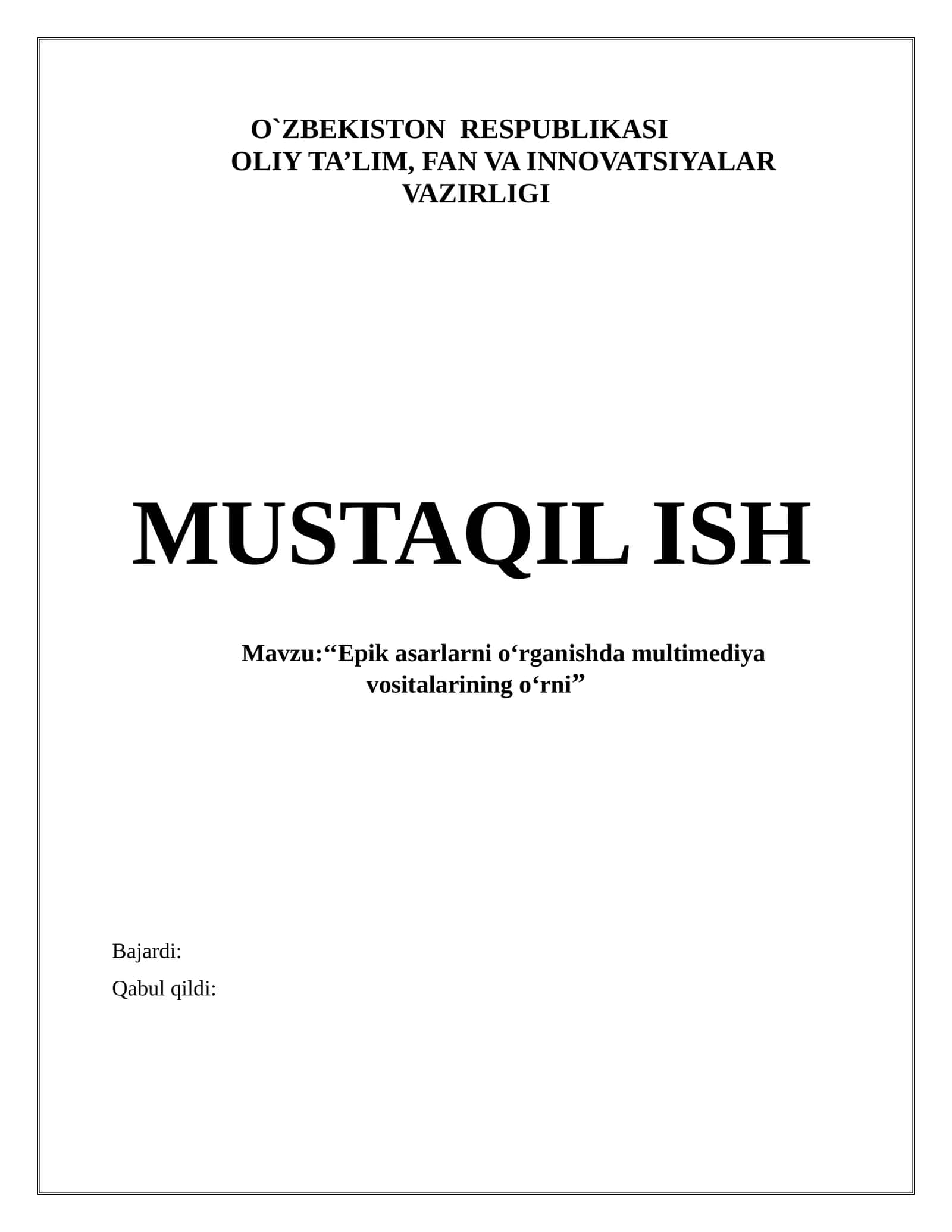 Epik asarlar va multimediya vositalari 1