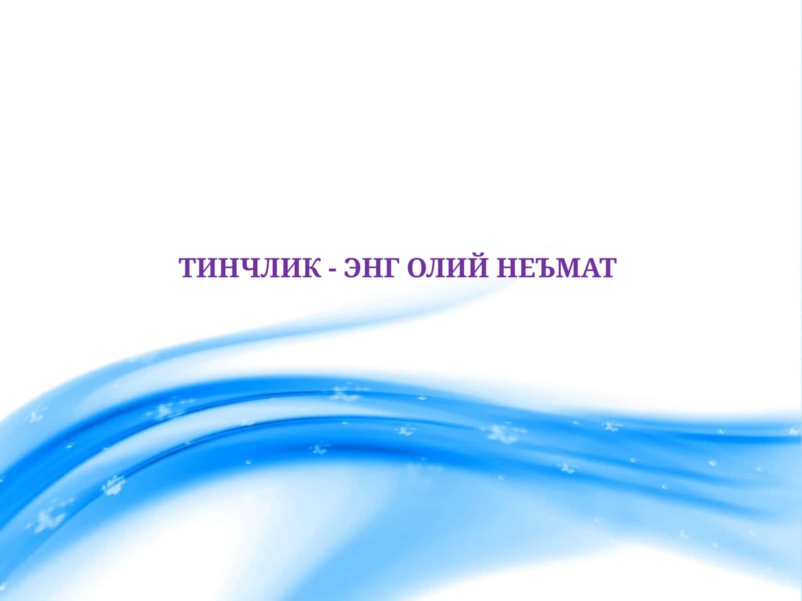 ТИНЧЛИК - ЭНГ ОЛИЙ НЕЪМАТ 1