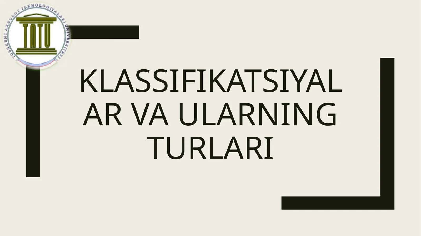 Ilmiy faoliyat klassifikatsiyalari 1
