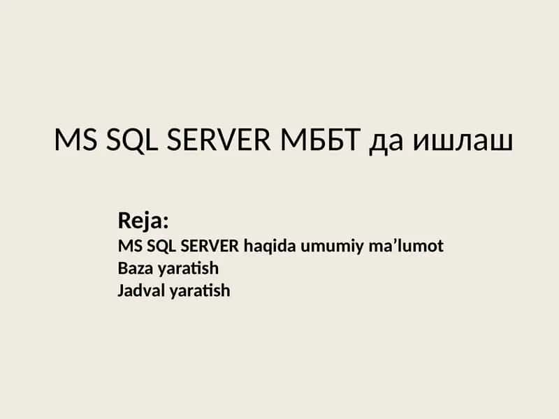 MS SQL SERVER 1