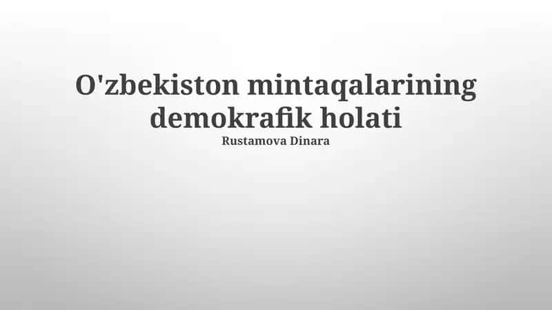 O'zbekiston mintaqalarining demokrafik holati 1