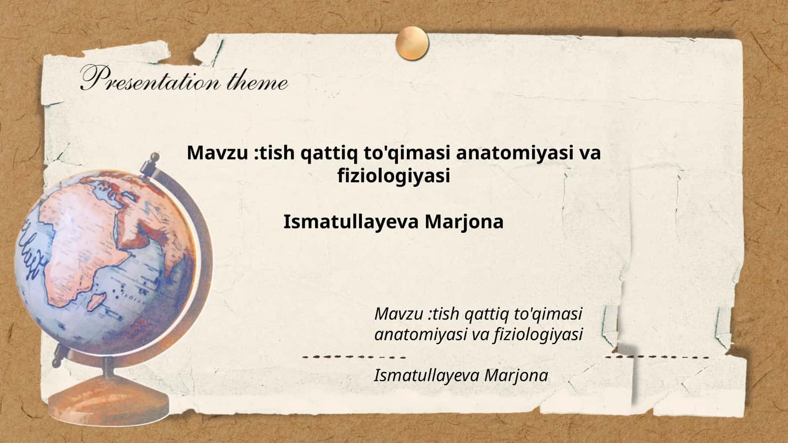 Tish qattiq to'qimasi anatomiyasi va fiziologiyasi 1