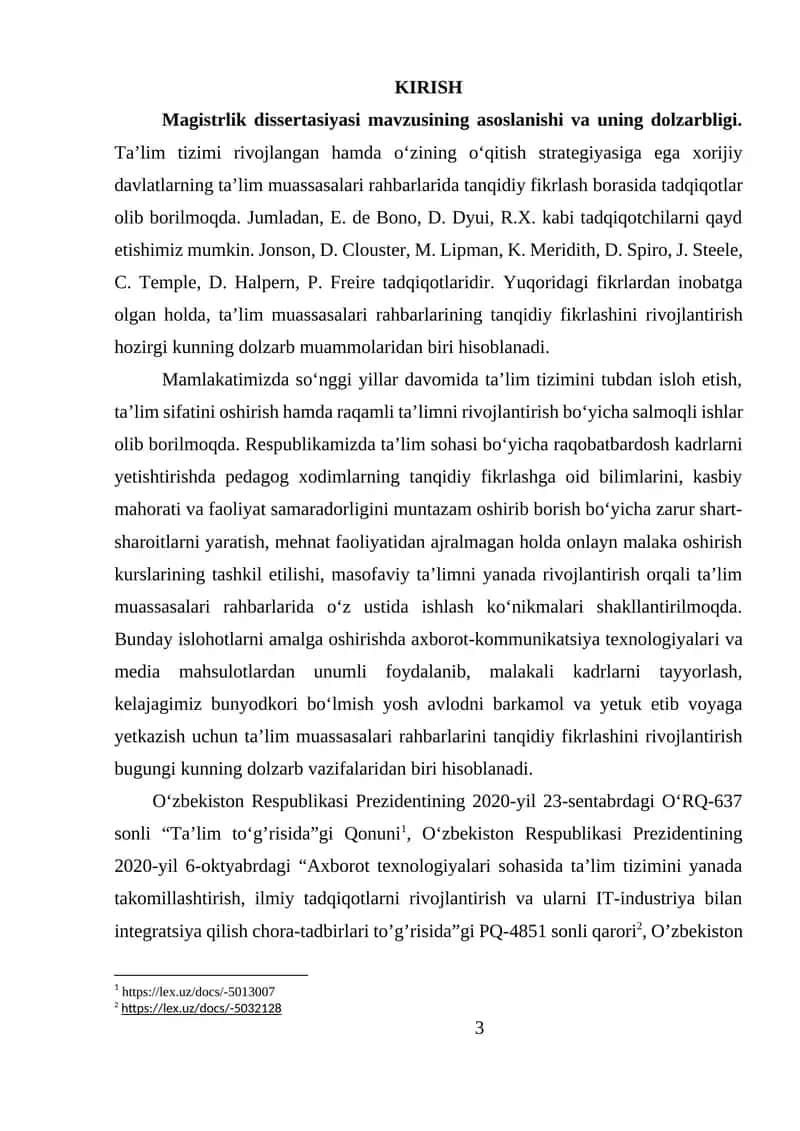 TА’LIM MUАSSАSАSLАRI RАHBАRLАRIDА  TАNQIDIY FIKRLАSHNI RIVOJLАNTIRISH METODLАRI 1