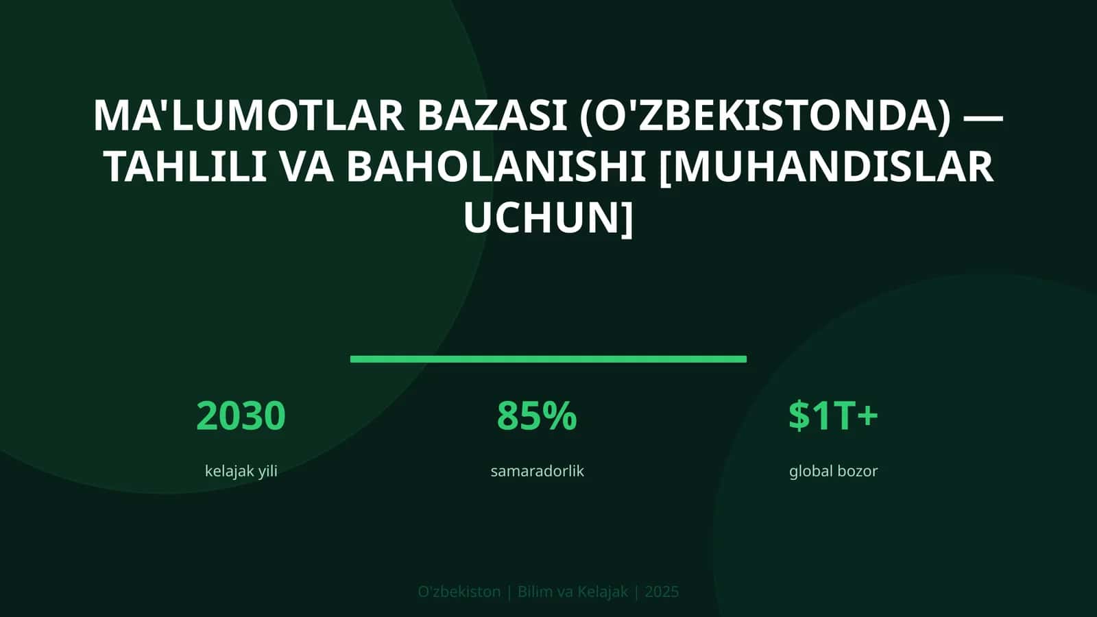 Ma'lumotlar bazasi (O'zbekistonda) — tahlili va baholanishi [muhandislar uchun] 1