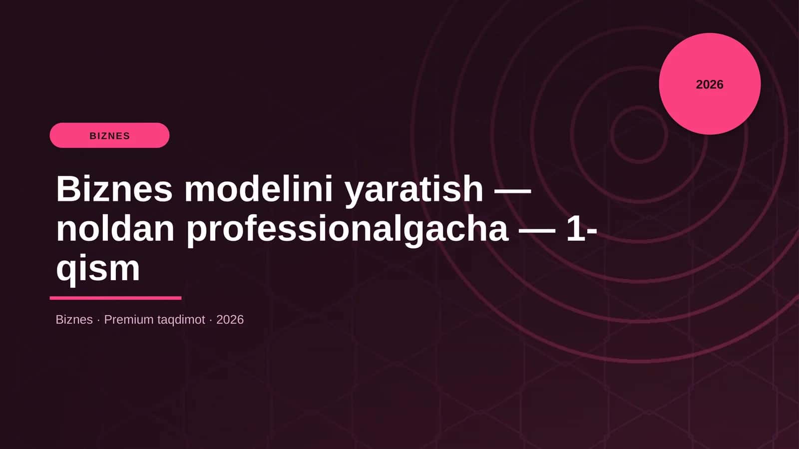 Biznes modelini yaratish — noldan professionalgacha — 1-qism 1