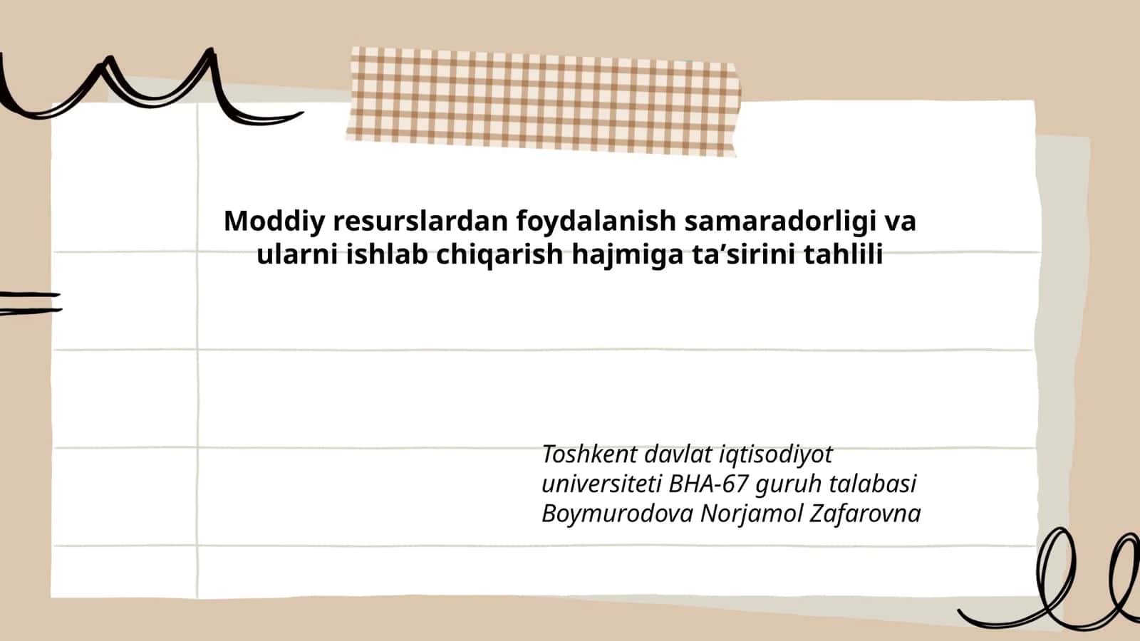 Moddiy resurslardan foydalanish samaradorligi va ularni ishlab chiqarish hajmiga taʼsirini tahlili 1