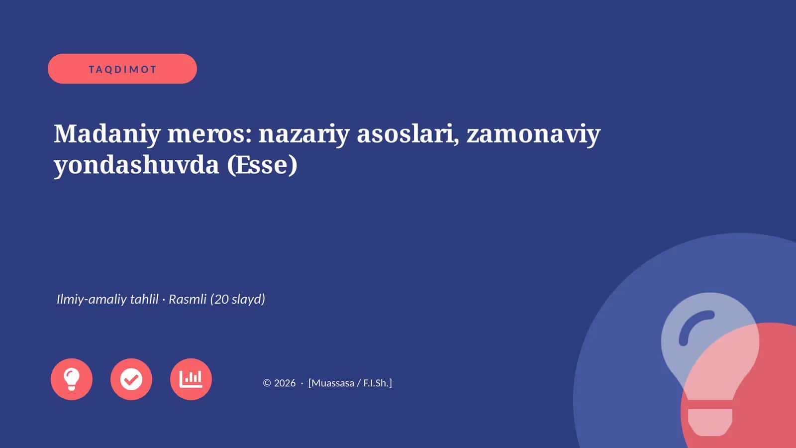 Madaniy meros: nazariy asoslari, zamonaviy yondashuvda (Esse) 1