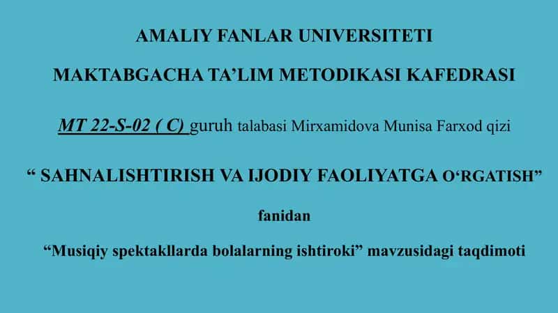 SAHNALISHTIRISH VA IJODIY FAOLIYATGA O‘RGATISH 1