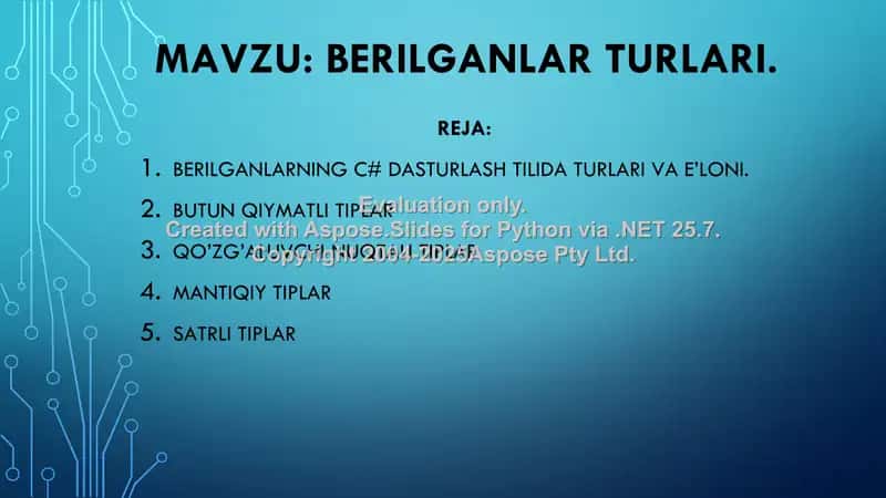 Berilganlar turlari 1