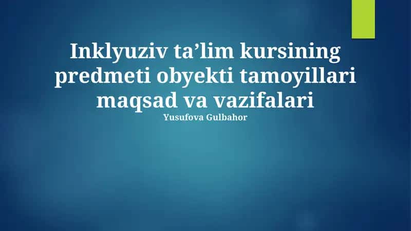Inklyuziv ta'lim kursi 1