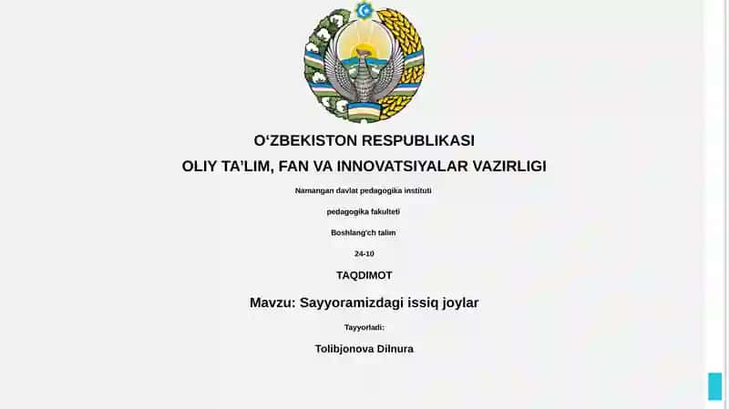 Sayyoramizdagi issiq joylar