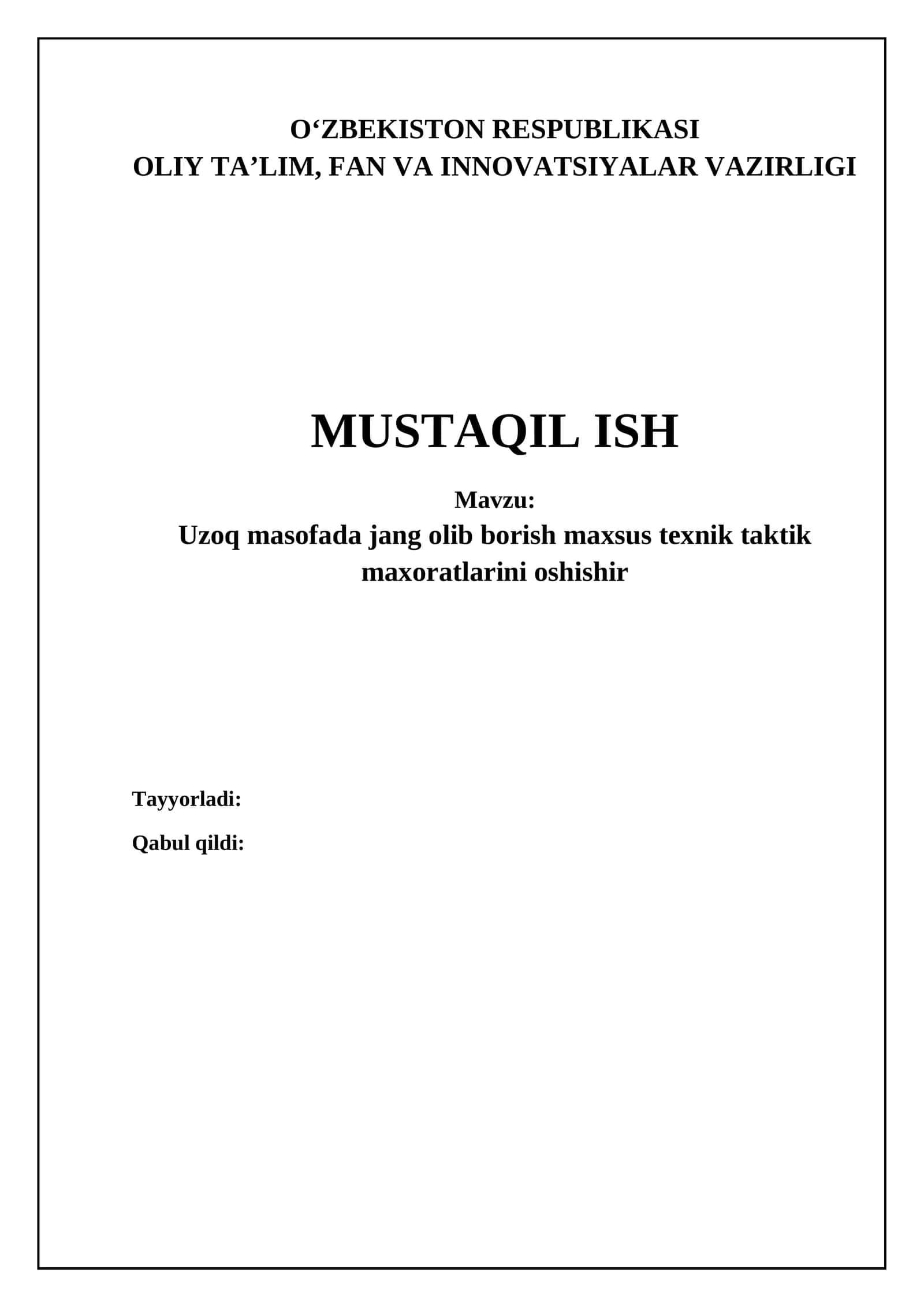 Uzoq masofada jang olib borish maxsus texnik taktik maxoratlarini oshishir 1
