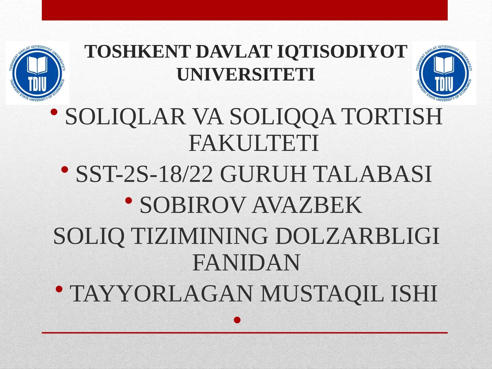 Ssolig' iqtisodi va moliyaviy asoslari 1