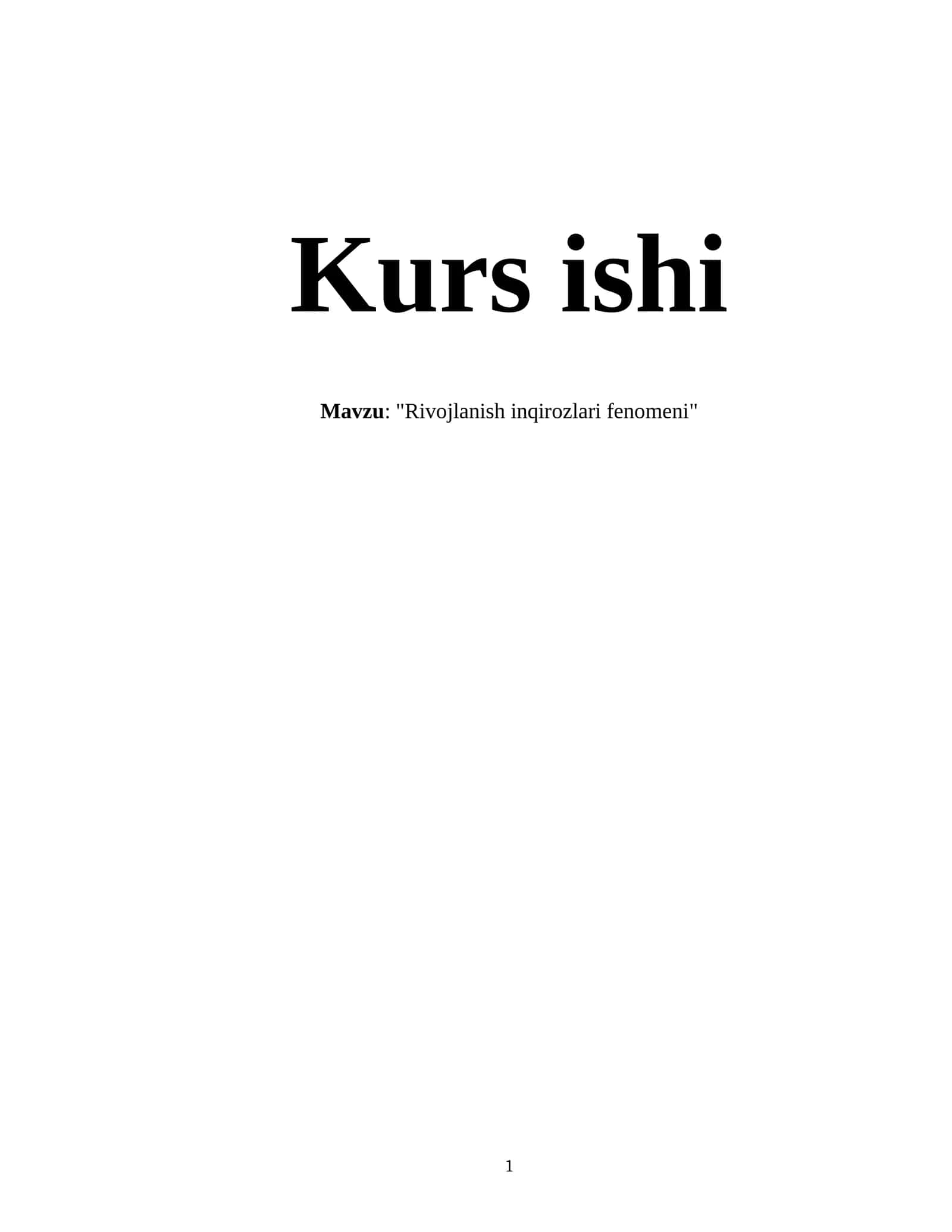 Rivojlanish inqirozlari fenomeni 1