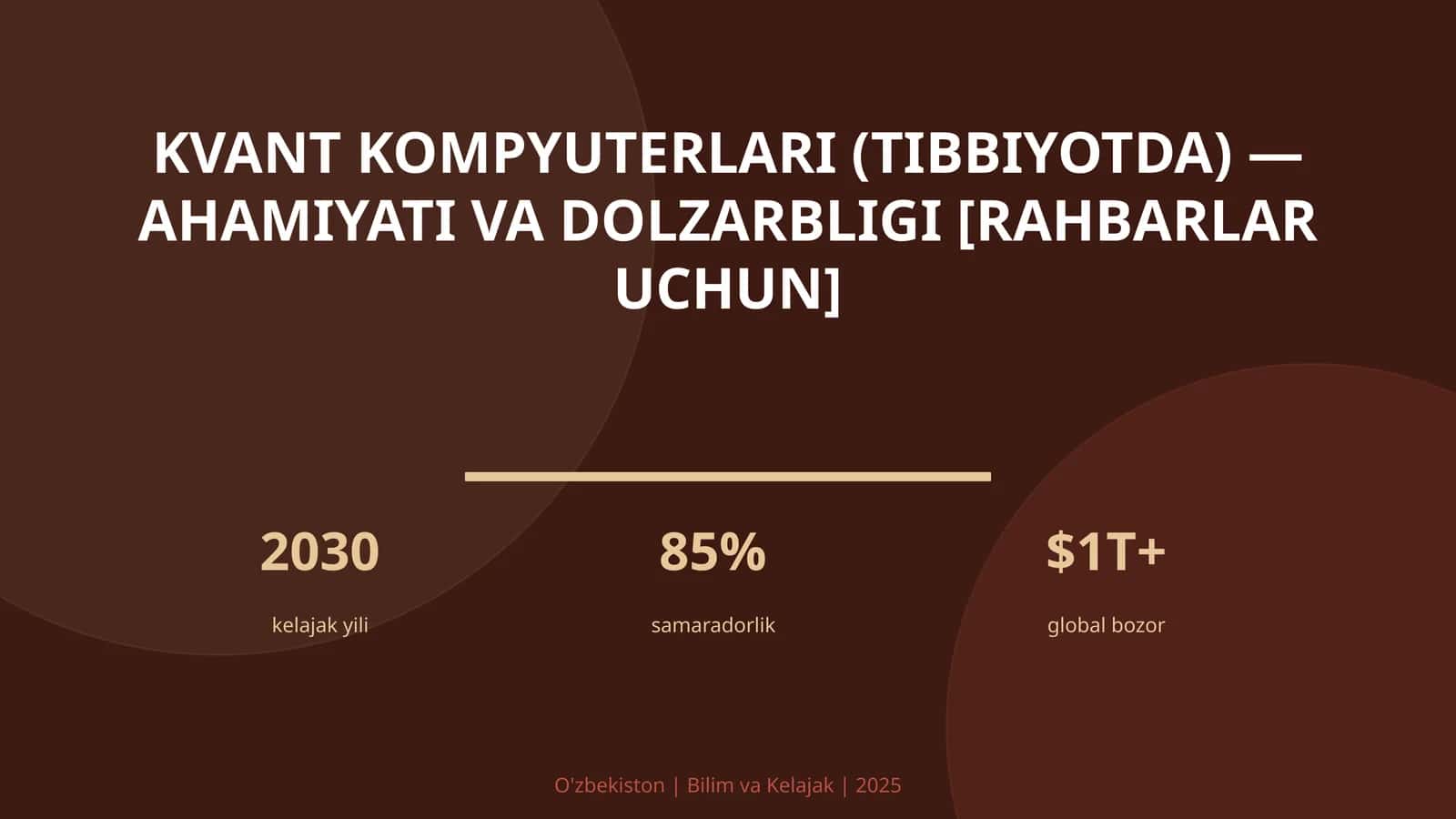 Kvant kompyuterlari (Tibbiyotda) — ahamiyati va dolzarbligi [rahbarlar uchun] 1