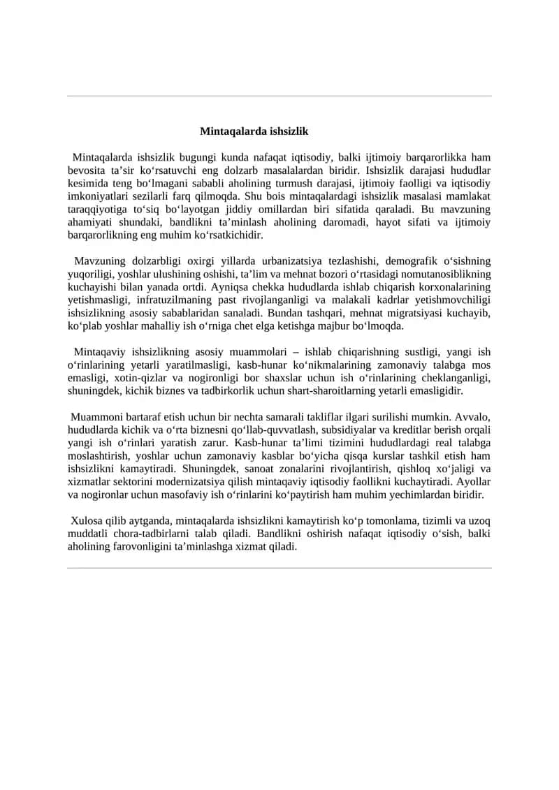 Mintaqalarda ishsizlik 1